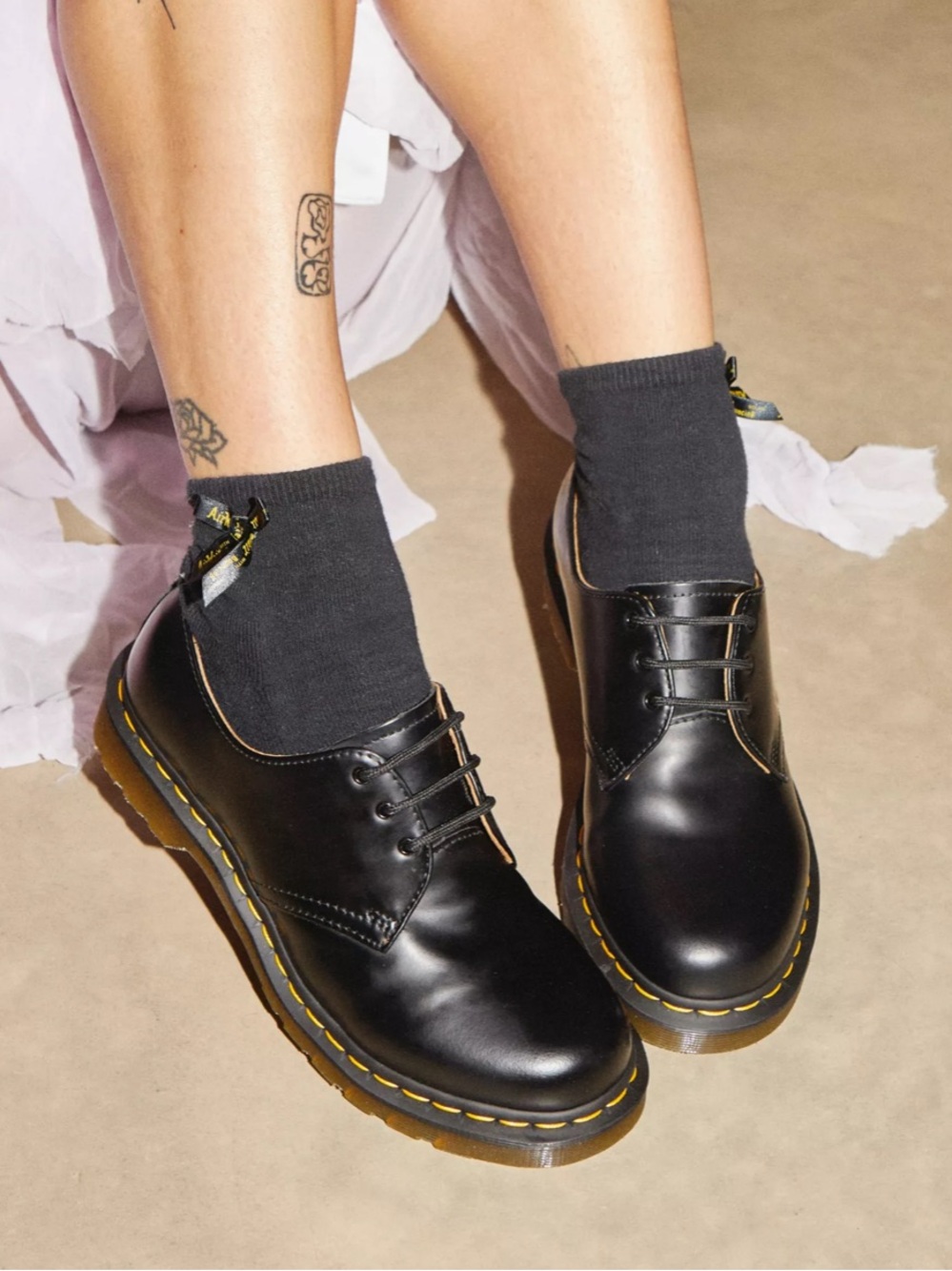 Dr. Martens Black Leather 3-Eye Oxford Shoes 1461 smooth leather 6 slip on